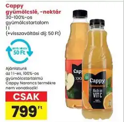 Spar Cappy gyümölcslé, -nektár ajánlat