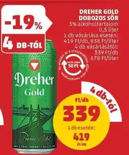 PENNY Dreher Gold Dobozos Sör ajánlat