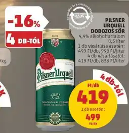 PENNY Pilsner Urquell Dobozos Sör ajánlat