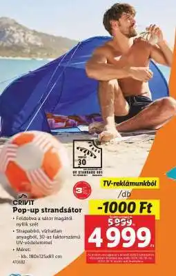 Lidl CRIVIT Pop-up strandsátor ajánlat