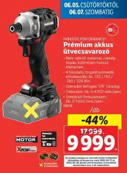 Lidl PARKSIDE PERFORMANCE Prémium akkus ütvecsavarozó ajánlat