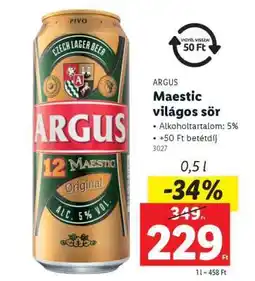 Lidl ARGUS Maestic világos sör ajánlat