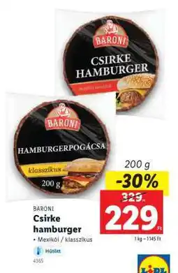 Lidl BARONI Csirke hamburger ajánlat