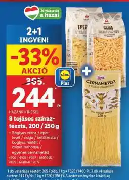 Lidl 8 tojásos száraz-tészta, 200 / 250 g ajánlat
