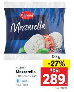 Lidl MILBONA Mozzarella ajánlat