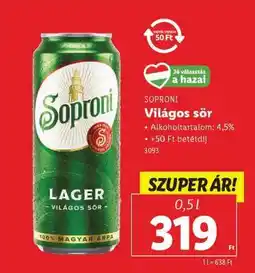 Lidl SOPRONI Világos sör ajánlat