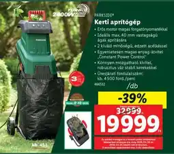 Lidl PARKSIDE Kerti aprítógép ajánlat