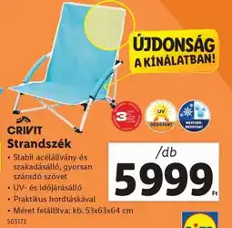 Lidl CRIVIT Strandszék ajánlat