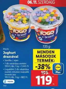 Lidl PILOS Joghurt drazséval ajánlat