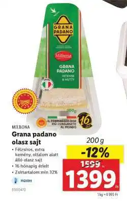 Lidl Milbona Grana Padano olasz sajt ajánlat