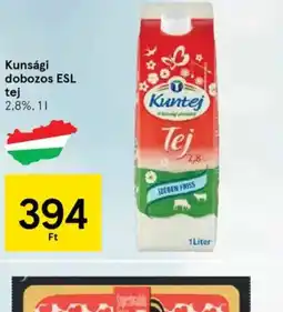 Tesco Kunsági dobozos ESL tej ajánlat