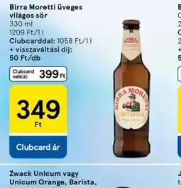 Tesco Birra Moretti üveges világos sör ajánlat