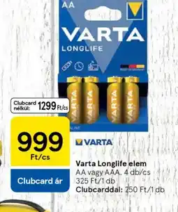 Tesco Varta Longlife elem ajánlat