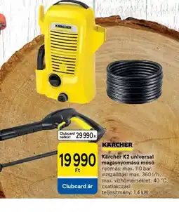 Tesco K teljesítmény: 1,4 kWrcher K2 Universal magasnyomású mos ajánlat