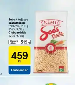 Tesco Sos 4 tojásos száraztészta ajánlat