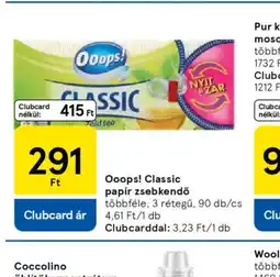 Tesco Ooops! Classic pap többféle, 1700 mlr zsebkendő ajánlat