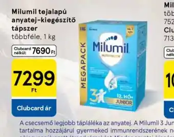 Tesco Milumil tejalapú anyatej-kiegészítő tápszer ajánlat