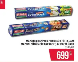 Coop Mazzini Frisspack Perforált Fólia, 45m Mazzini Sütőpapír Darabolt, 42x38cm, 20db ajánlat