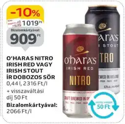 Auchan O’HARAS NITRO IRISH RED VAGY IRISH STOUT ÍR DOBOZOS SÖR ajánlat