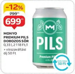 Auchan MONYO Premium Pils Dobozos Sör ajánlat