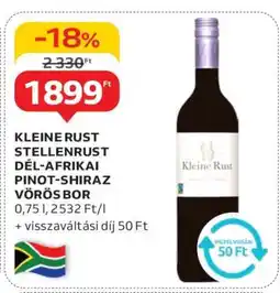 Auchan KLEINE RUST STELLENRUST DÉL-AFRIKAI PINOT-SHIRAZ VÖRÖS BOR ajánlat
