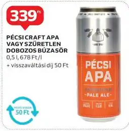 Auchan Pécsi Craft APA vagy Szűretlen Dobozos Búzasör ajánlat