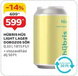 Auchan Hübris Hüs Light Lager Dobozos Sör ajánlat