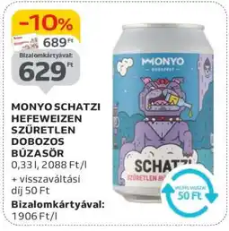Auchan MONYO SCHATZI HEFEWEIZEN SZŰRETLEN DOBOZOS BÚZASÖR ajánlat