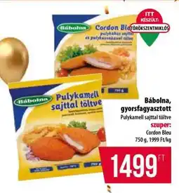 Coop Bábolna, gyorsfagyasztott Pulykamell sajttal töltve ajánlat