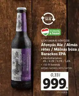 Lidl Szent András Sörfőzde Áfonyás Ale / Almás rétes / Málnás búza / Barackos IPA ajánlat
