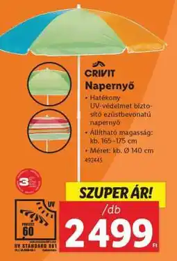 Lidl CRIVIT Napernyő ajánlat