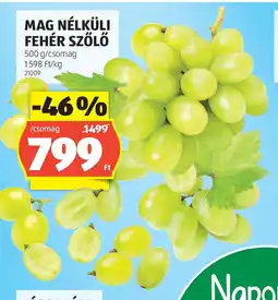 ALDI Mag nélküli fehér szőlő ajánlat