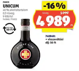 ALDI Zwack unicum ajánlat
