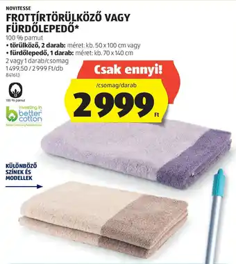 ALDI Novitesse frottírtörülköző vagy fürdőlepedő ajánlat