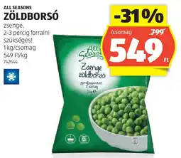 ALDI All seasons zöldborsó ajánlat