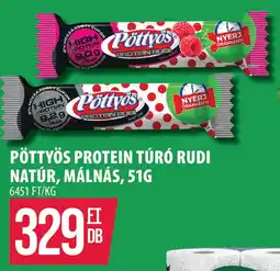 Coop Pöttyös protein túró rudi natúr, málnás ajánlat