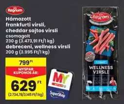 Regnum hámozott frankfurti virsli, cheddar sajtos virsli