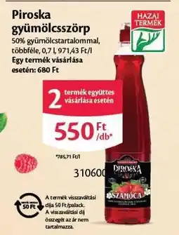 EcoFamily Piroska Gyümölcsszörp ajánlat