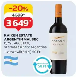 Auchan Kaiken Estate Argentin Malbec ajánlat