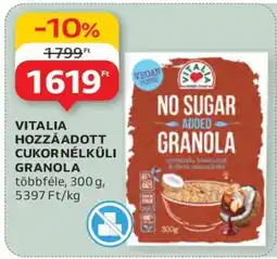 Auchan VITALIA HOZZÁADOTT CUKOR NÉLKÜLI GRANOLA ajánlat