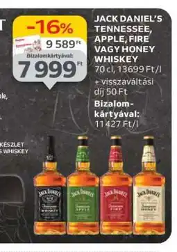 Auchan Jack Daniel’s Tennessee, Apple, Fire vagy Honey Whiskey ajánlat
