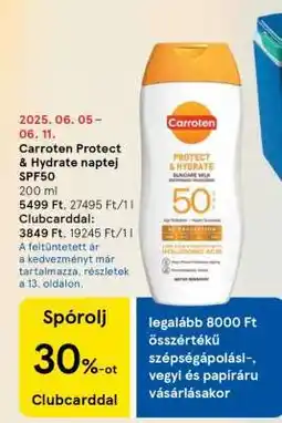 Tesco Carroten Protect & Hydrate naptej SPF50 ajánlat