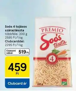 Tesco Soós 4 tojásos száraztészta ajánlat