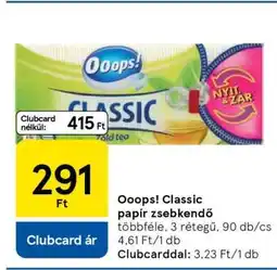 Tesco Ooops! Classic papír zsebkendő ajánlat