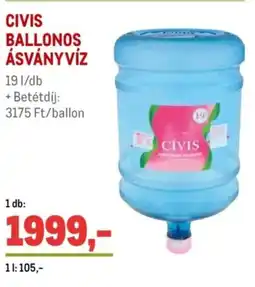 Metro Civis ballonos ásványvíz ajánlat