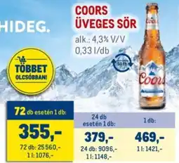 Metro Coors üveges sör ajánlat