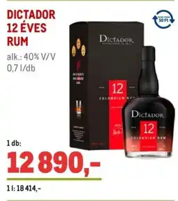 Metro Dictador 12 éves rum ajánlat