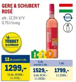 Metro Gere & schubert rosé ajánlat