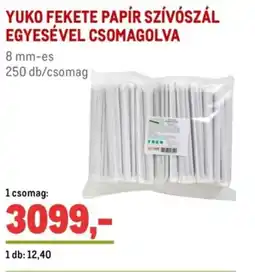 Metro Yuko fekete papír szívószál egyesével csomagolva ajánlat