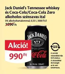 EcoFamily Jack Daniel's Tennessee whiskey és Coca-Cola/Coca-Cola Zero alkoholos szénsavas ital ajánlat